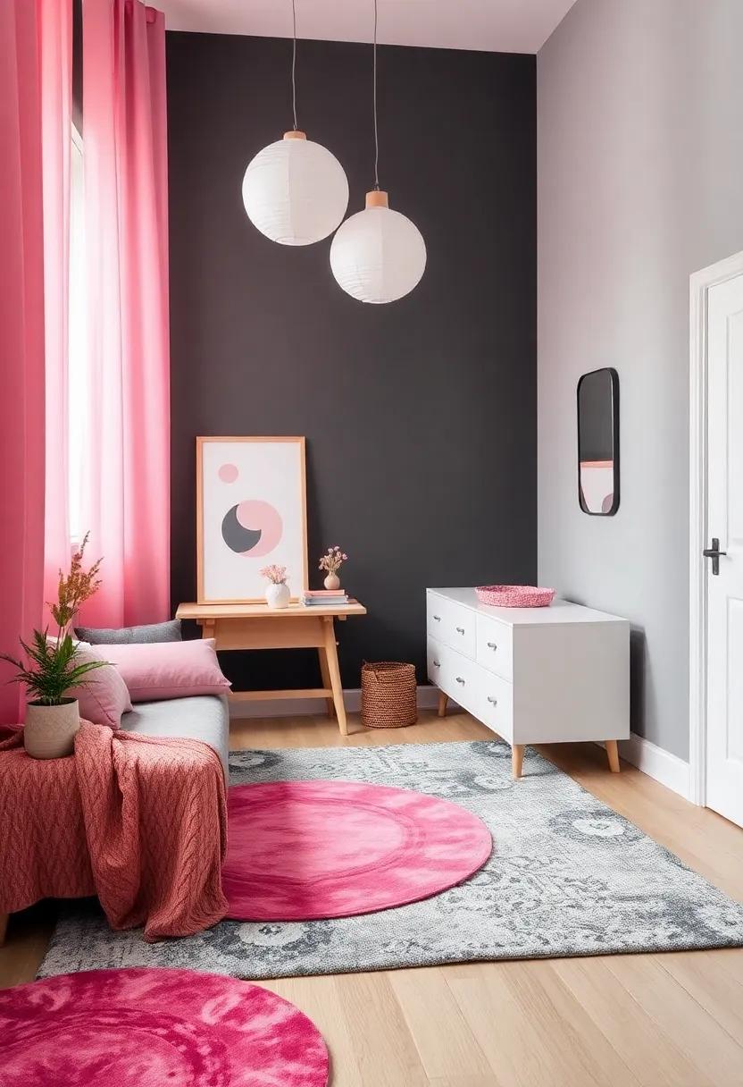 Layered Rugs to Add ⁢Depth ⁢and⁤ Warmth to ​Your Charcoal​ Grey and‌ Pink Oasis