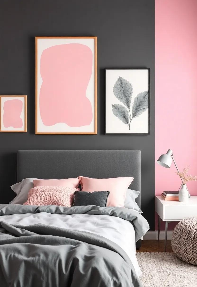 Statement Wall​ Art Ideas⁣ That Bring Personality to a ⁤Chic ⁤Grey and Pink Room