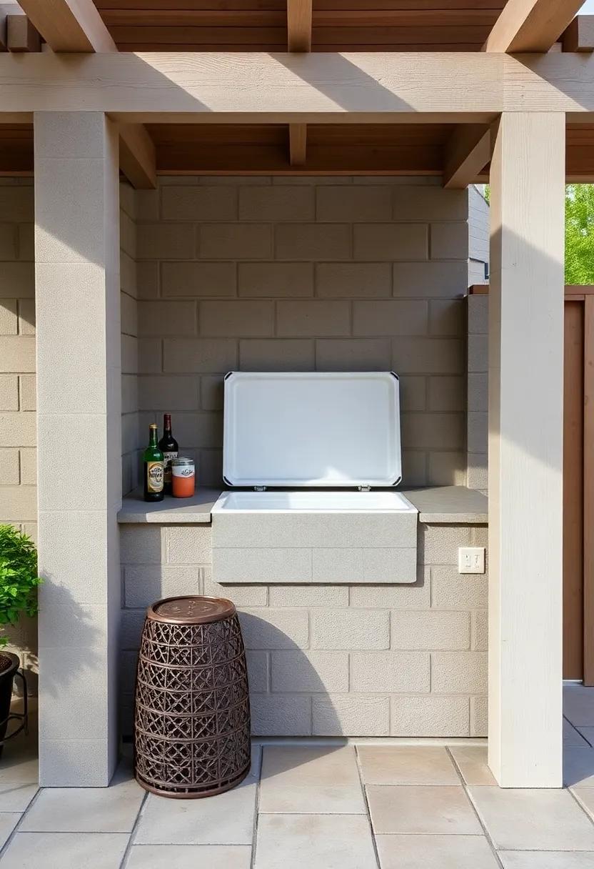 DIY a Built-in⁣ Cooler: Construct a ⁢cinder ‍block cooler to store drinks, keeping them cold ⁢and accessible during gatherings