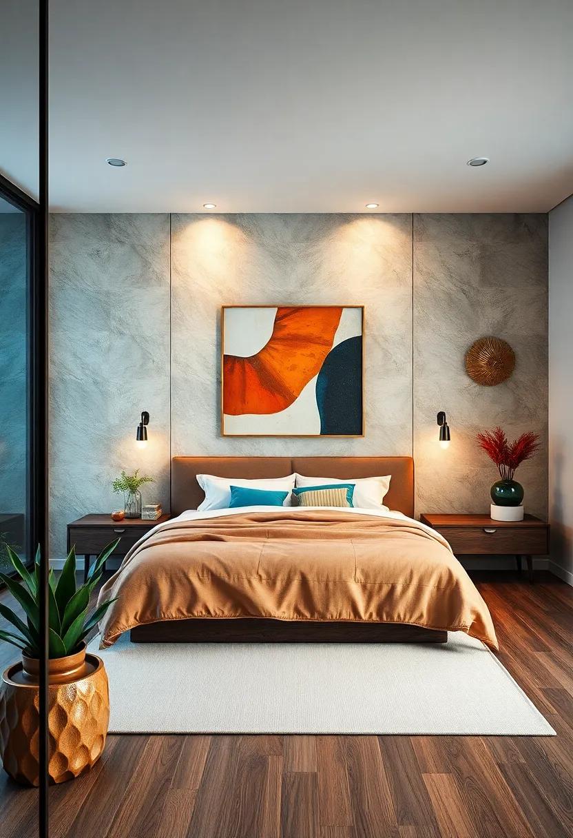 Sustainable Style: An eco-conscious bedroom featuring recycled art installations that tell a story while reflecting a⁤ commitment to sustainability