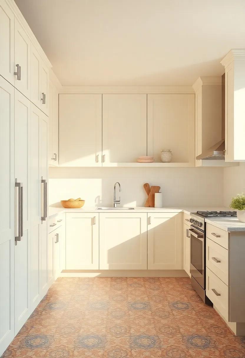 Colorful Flooring: Pair​ cream cabinets with bright‌ or patterned flooring options for a fun and lively contrast that energizes the kitchen