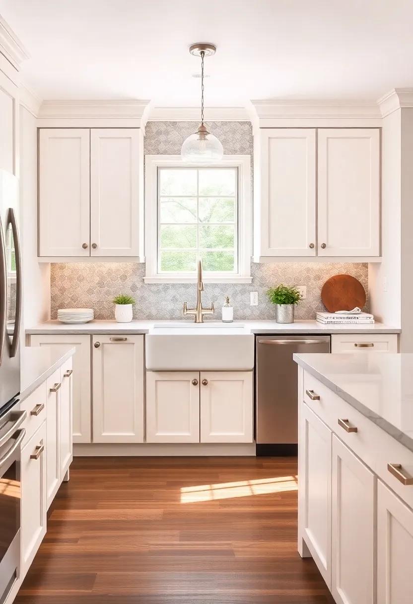Farmhouse Sink Sparkle: Pair oversized cream​ cabinetry ‍with a ​statement farmhouse sink for a stylish⁤ centerpiece that enhances functionality