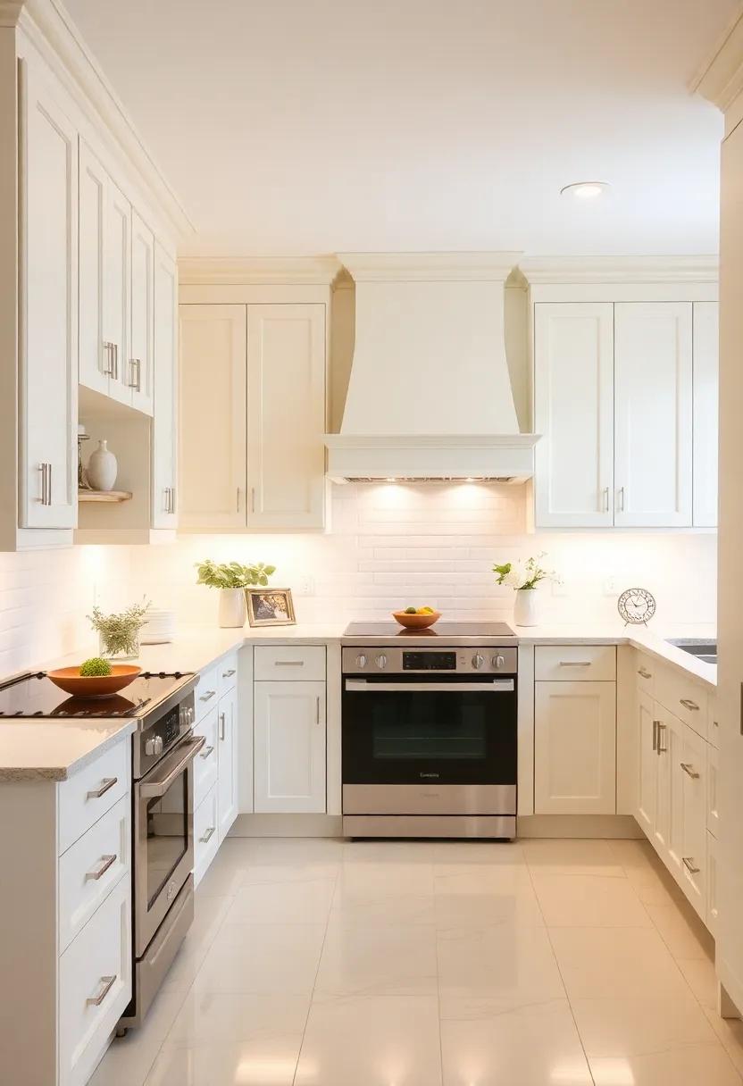 Layered Lighting:‍ Enhance cream kitchens with layered lighting options, including task, ambient, and accent lights that complement the cabinetry