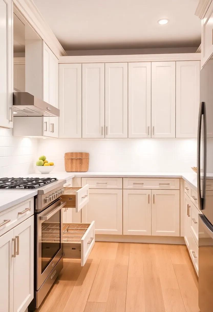 Stylish‌ Pullouts: Maximize functionality with pull-out shelves and pantry drawers‌ in cream cabinets, ensuring both elegance ⁤and practicality