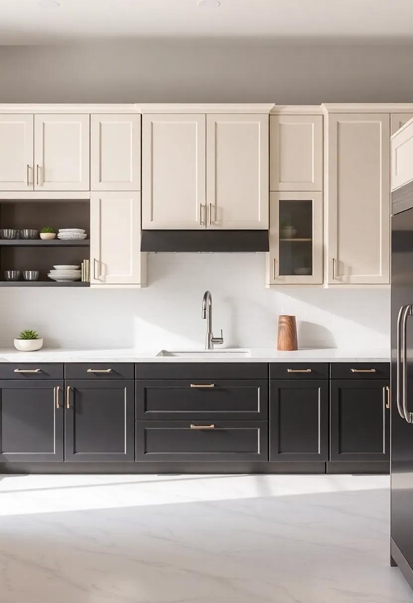 Two-Tone Magic: Combine cream cabinets with contrasting dark lower⁣ cabinets to‌ create visual interest and depth within your kitchen
