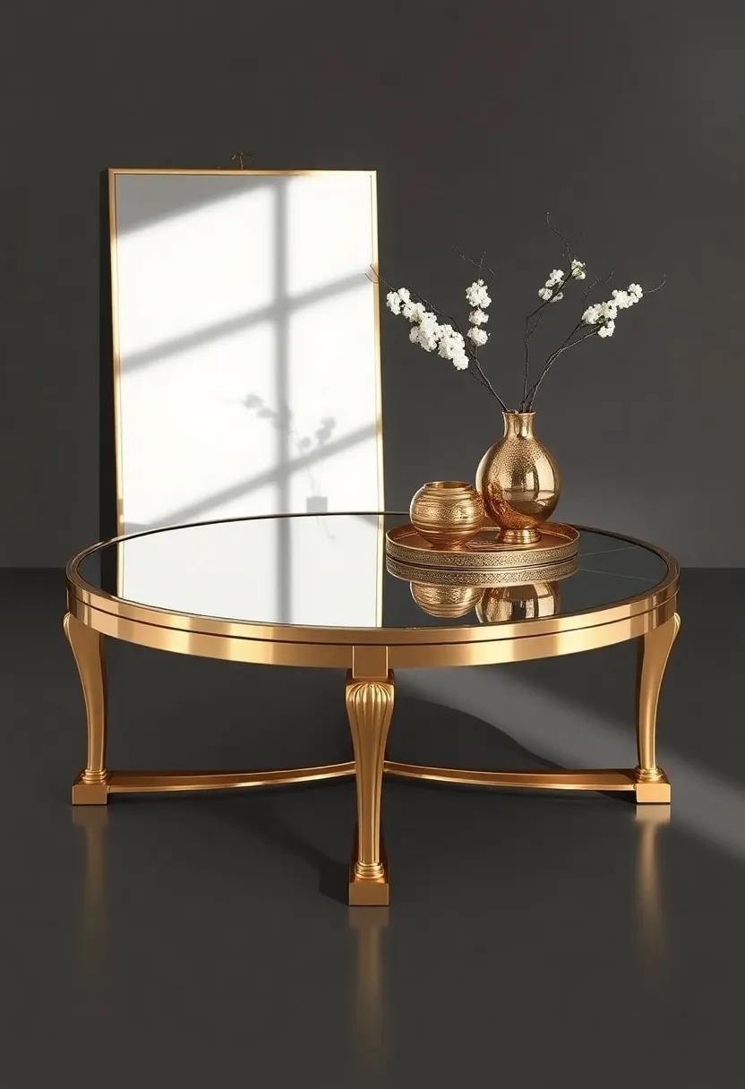 Art Deco‌ Glam:‍ A luxurious⁣ table with mirrored surfaces‍ and​ gold accents,ideal for adding a touch of opulence⁤ and vintage charm to your living environment