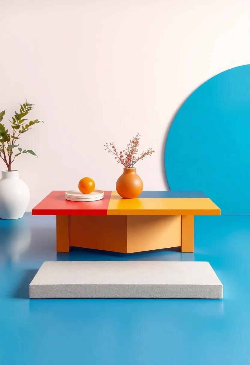 Bold ⁤Color‌ Blocking: A vibrant coffee table that combines various materials and unexpected‌ colors, perfect⁤ for ⁣those ‍who ‍want to ⁢make ‌a playful ⁢statement in⁢ their home
