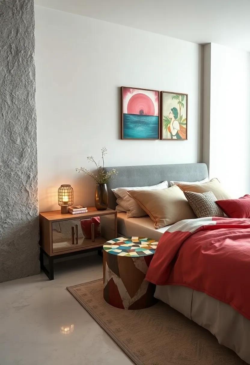 Artistic Mosaic⁣ Table: A nightstand featuring a stunning mosaic surface, merging different materials and colors for‍ an​ eye-catching effect
