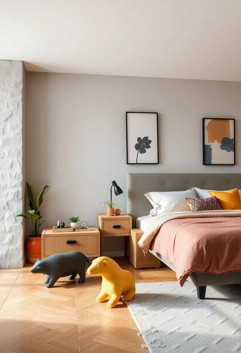 Quirky Animal Base: A nightstand designed with an animal-shaped​ base, injecting whimsy and fun into your bedroom's aesthetic