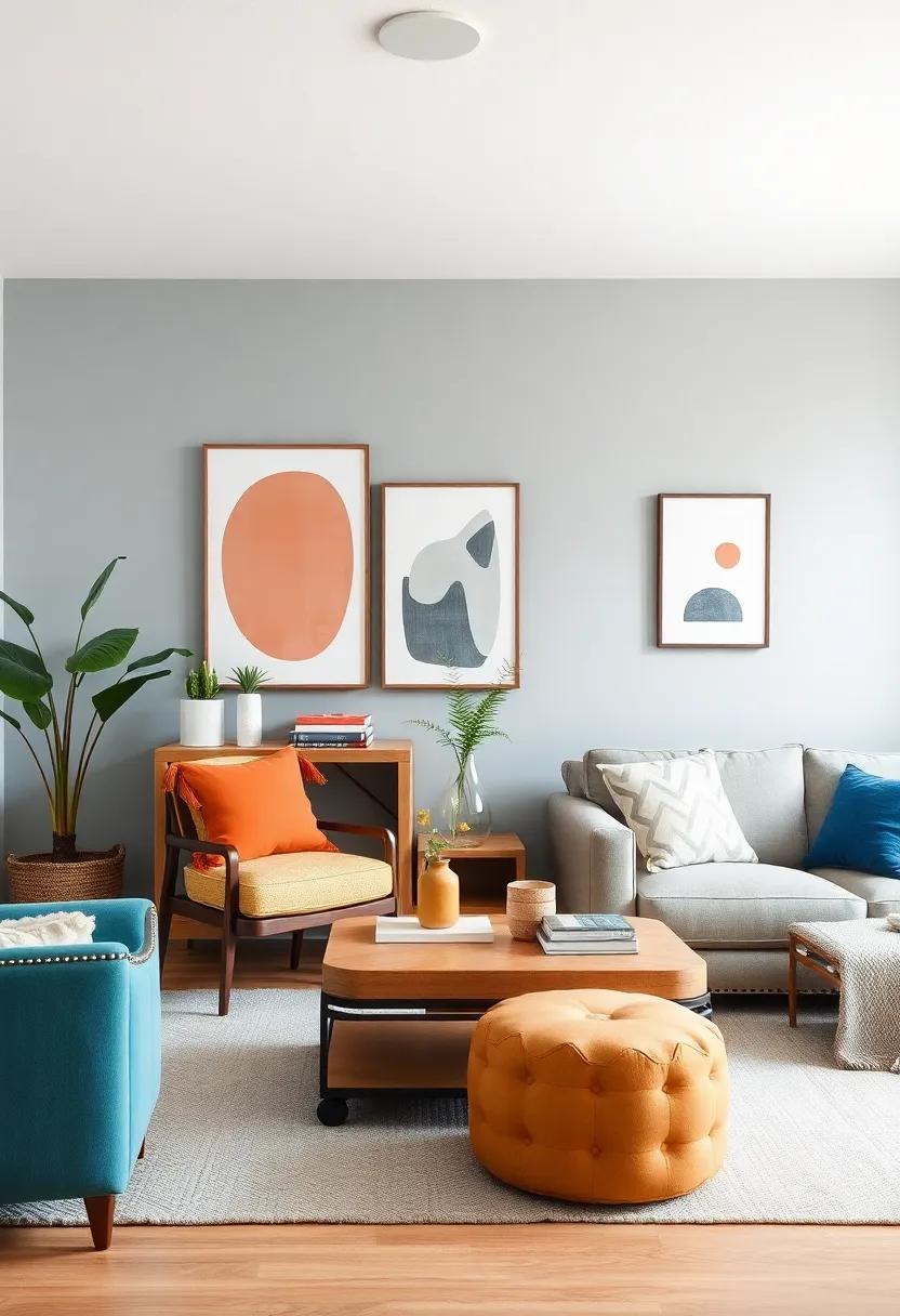 Consider mobile pieces: ⁤Use rolling ​carts or ottomans ‌that can be easily⁢ moved to adapt the space‌ for different occasions and gatherings
