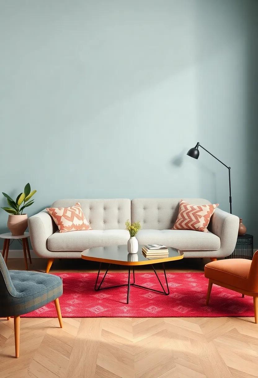 Showcase unusual shapes: ‍opt for a cloud-shaped sofa or a ‍geometric coffee table to infuse your space with character and intrigue