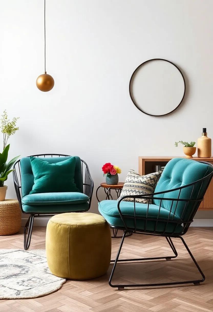 Layer ​textures: Combine soft ​velvet cushions⁢ with ‌hard metal armchairs to create a tactile feast that invites ⁢comfort and curiosity