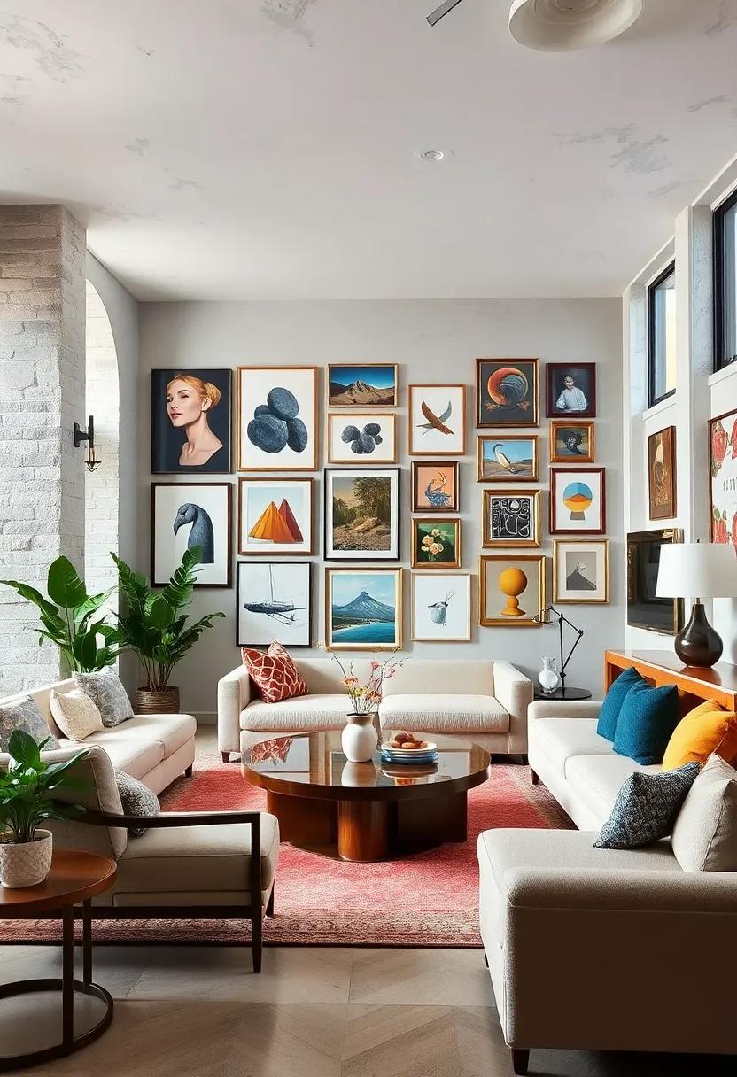 Gallery Wall Mashup: Combine classic​ artwork with contemporary pieces, ⁤mixing frames in various styles and sizes for a dynamic visual⁣ appeal