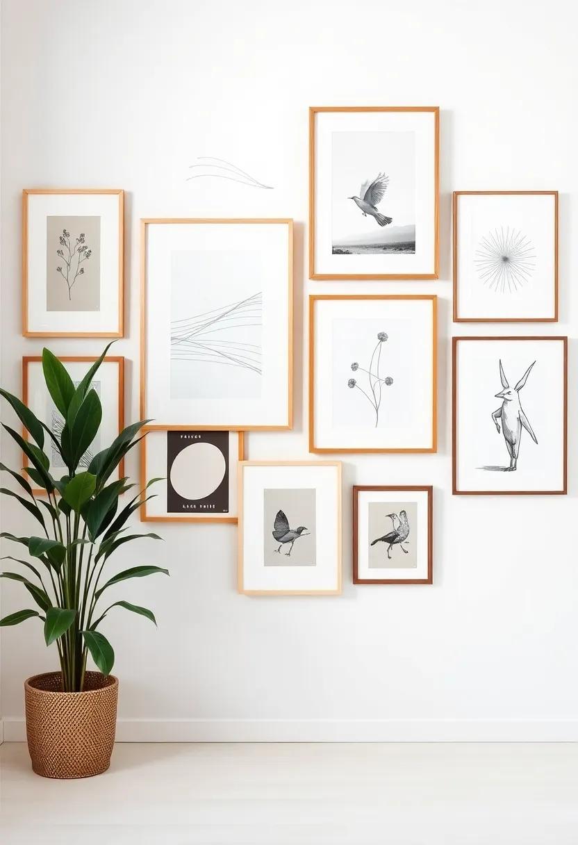 Curate a gallery⁣ wall featuring a variety⁤ of frames and art styles for a personalized touch that tells your story