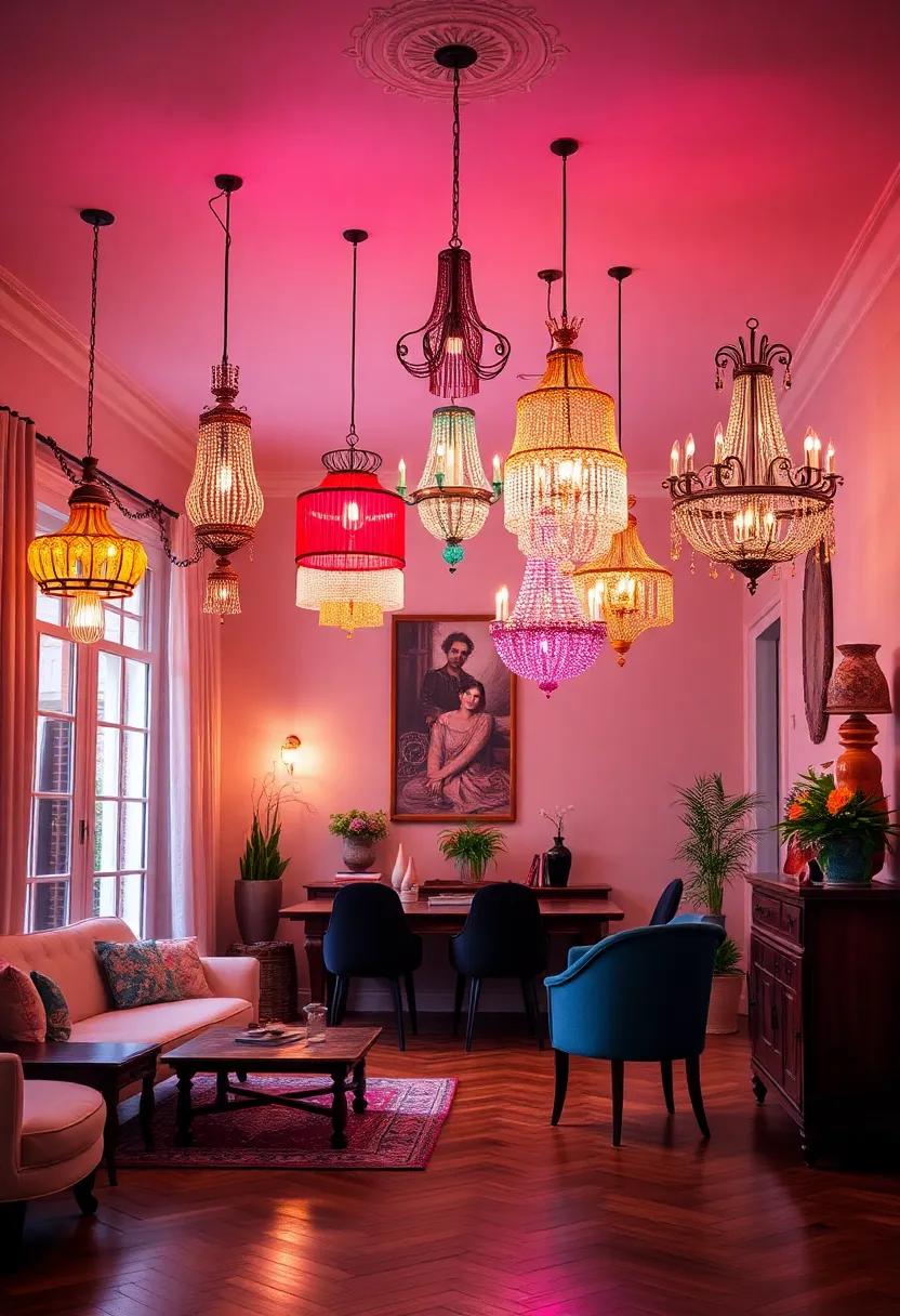 A Dance of Light: Captivating Colors Shining Through ⁢Stunning Chandeliers