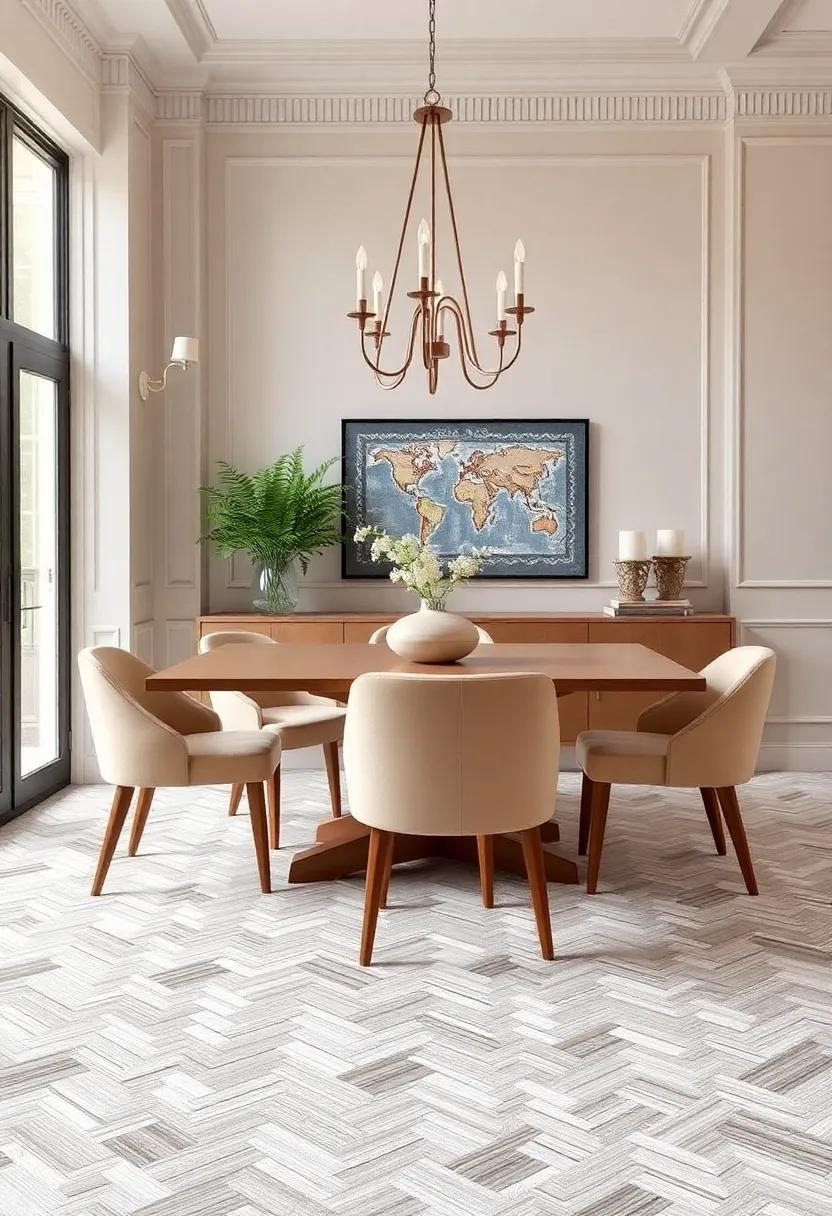 Classic Herringbone: Incorporate a herringbone pattern that⁣ adds sophistication and a sense of depth to your dining‌ space