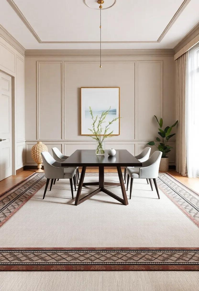 Patterned ⁢Borders: ⁣Opt for a carpet with a‍ bordering ​design to frame your ‍dining table beautifully, ​drawing the eye ⁣inward