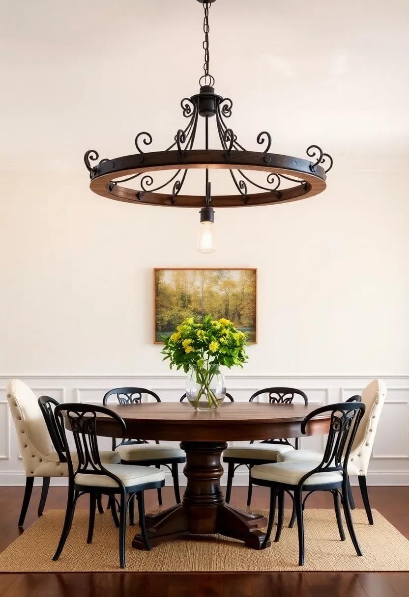 Hang⁤ a Rustic Chandelier: Choose ‍a wrought iron⁤ or wooden light fixture that adds a ⁢touch of ⁣elegance⁣ while enhancing the country charm of your space