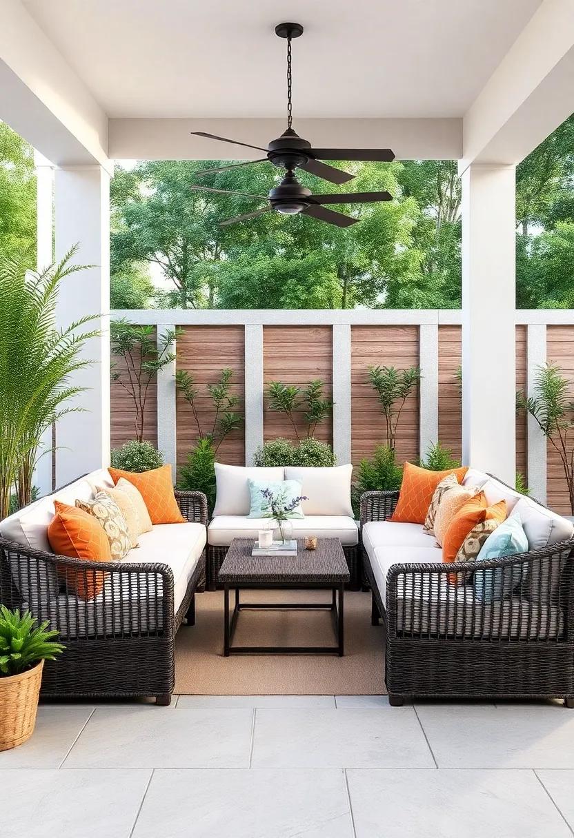 Cozy Outdoor Sofa Configuration: create a lounge-style seating area with outdoor sofas and ​cushions, allowing for⁣ easy transition from ⁢dining to‍ relaxation