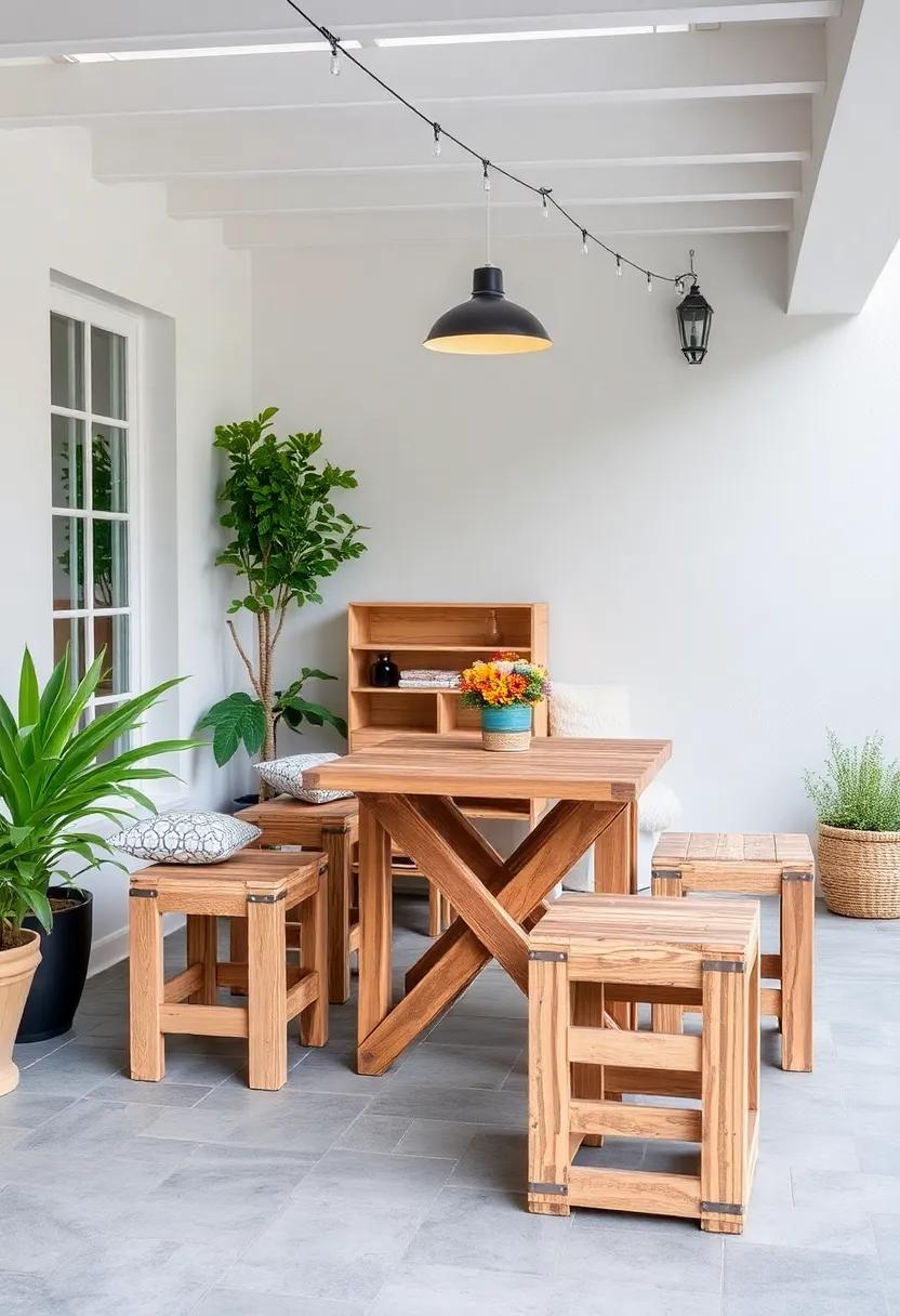 Vintage Wooden Crates as Stools and Tables: Utilize vintage⁣ wooden crates for unique and versatile seating and table options ‍that bring a rustic ‌touch to ⁢your al fresco dining