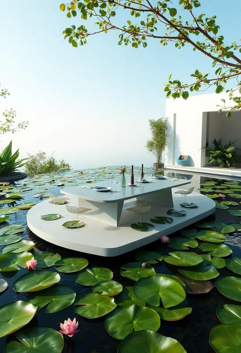 Floating ‍Garden Table: If you have a pond, ​consider a floating dining table surrounded by lily pads for a surreal and whimsical ⁢dining experience