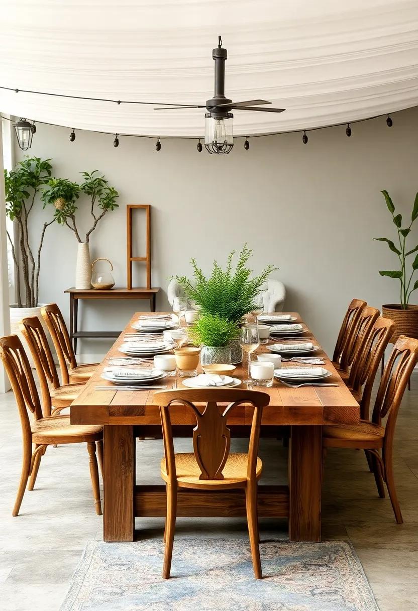 Vintage ⁢Farmhouse Table Setting:⁢ Embrace nostalgia with a long, rustic farmhouse table adorned with mismatched ‌vintage dishware for a charming eclectic feel