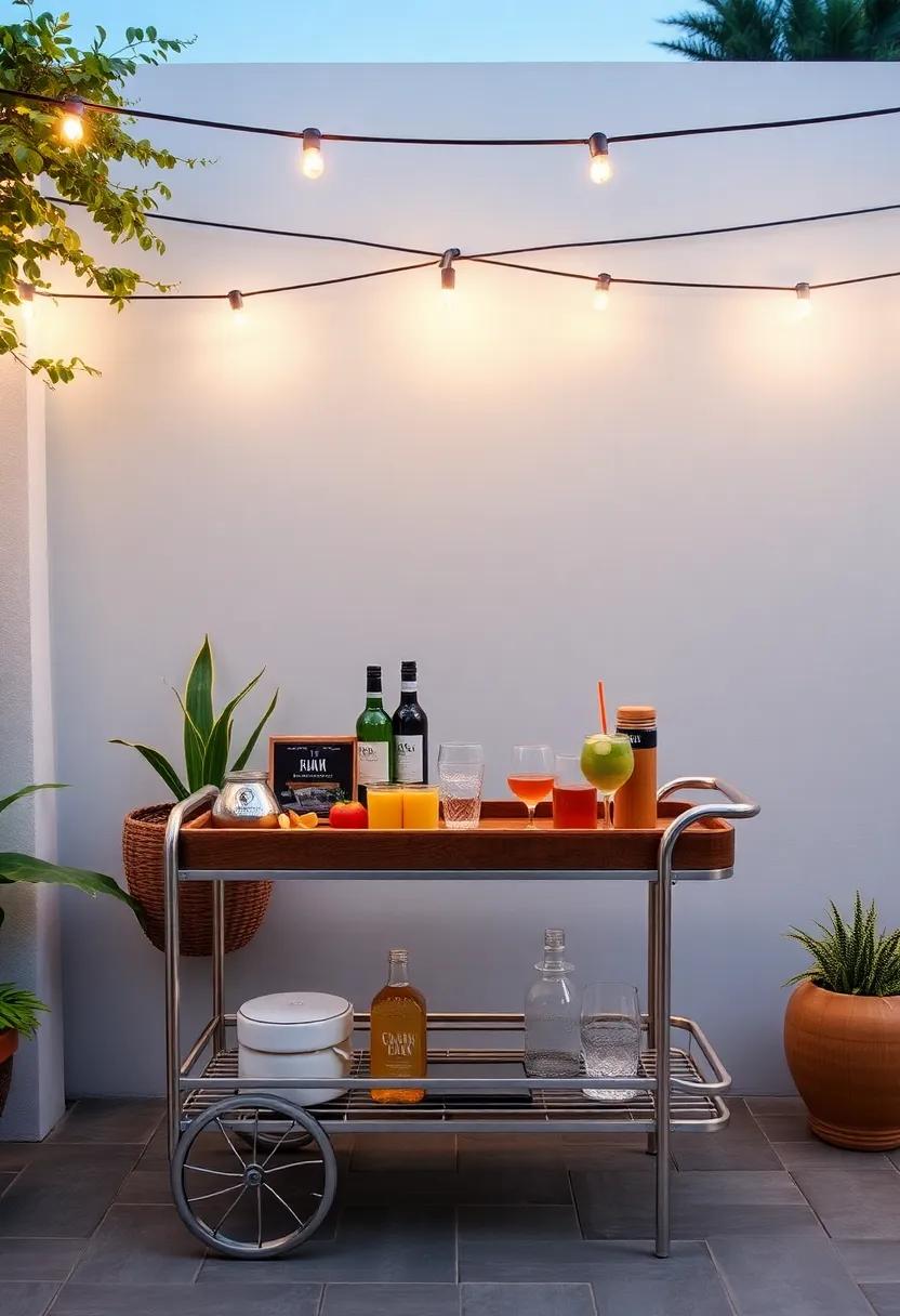 Personalized Patio Bar: Set up a mini outdoor bar cart with fun cocktails and beverages, encouraging guests to mix their own drinks for added‌ interactivity