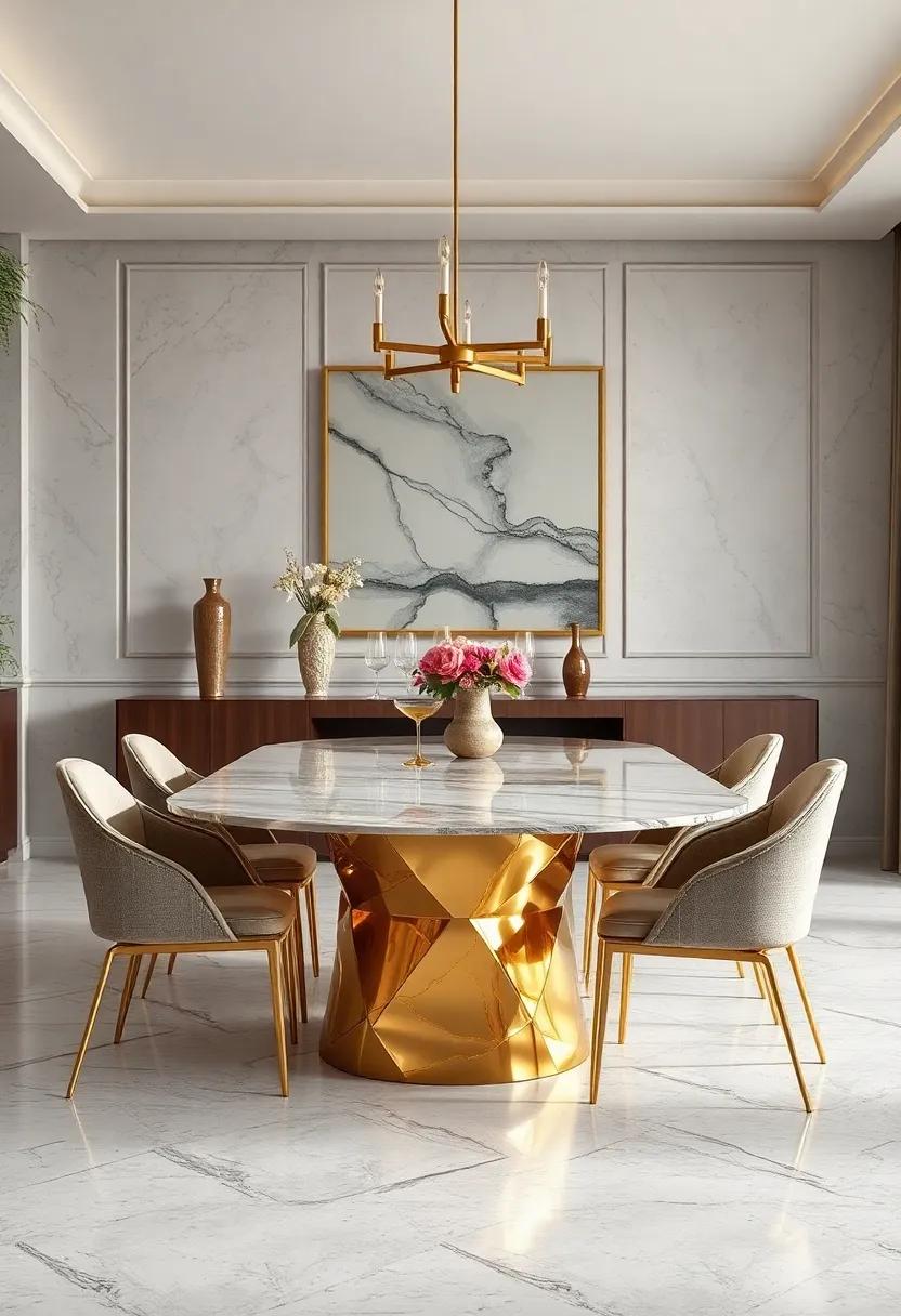 Embrace ‍Elegance:‍ Opt for a gold-leaf dining table ‍that captures light and adds a touch of ‌glam to​ your gatherings