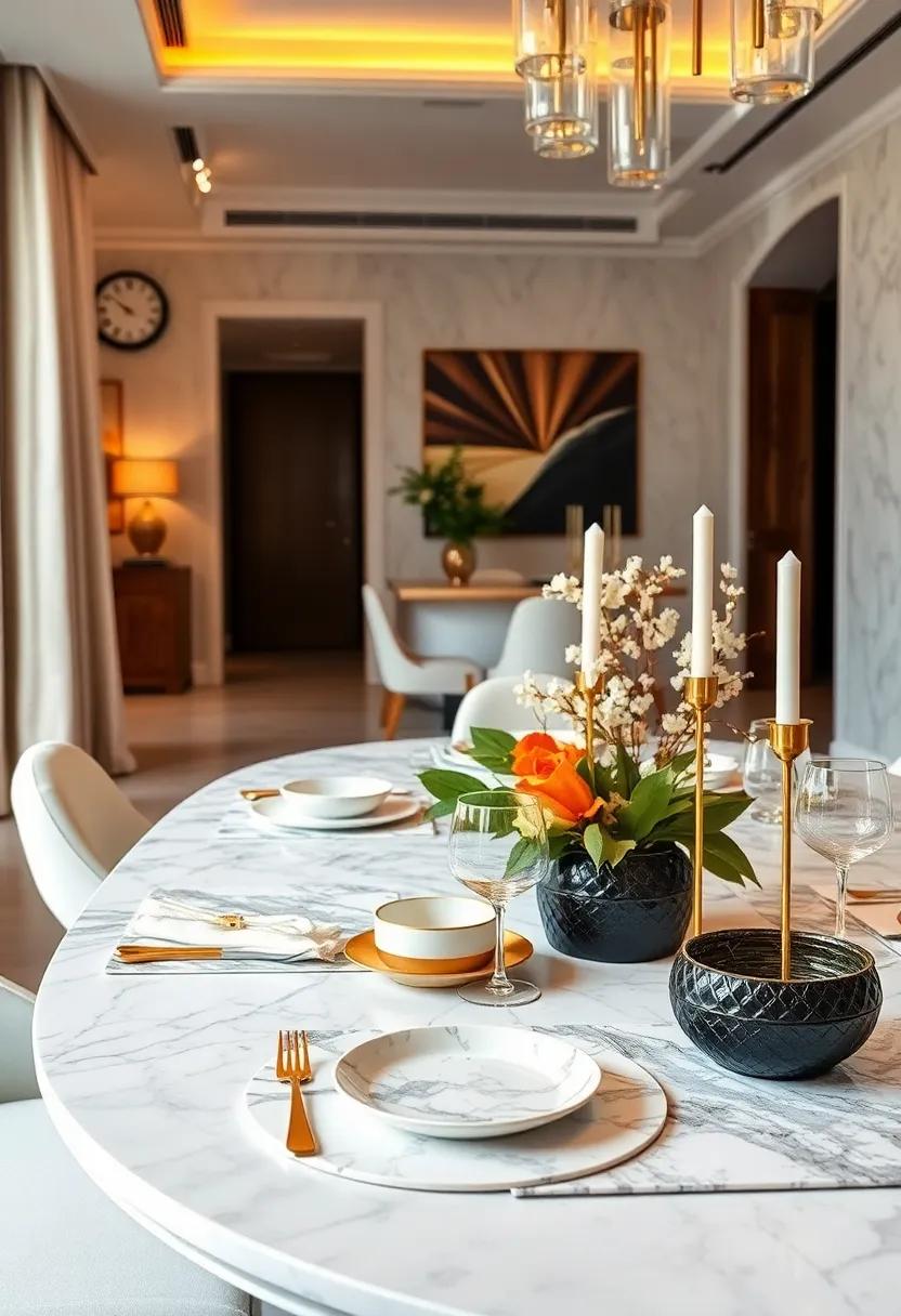 marble magic: Incorporate ‌marble table⁢ placemats to create a sophisticated ⁣base for your place‍ settings