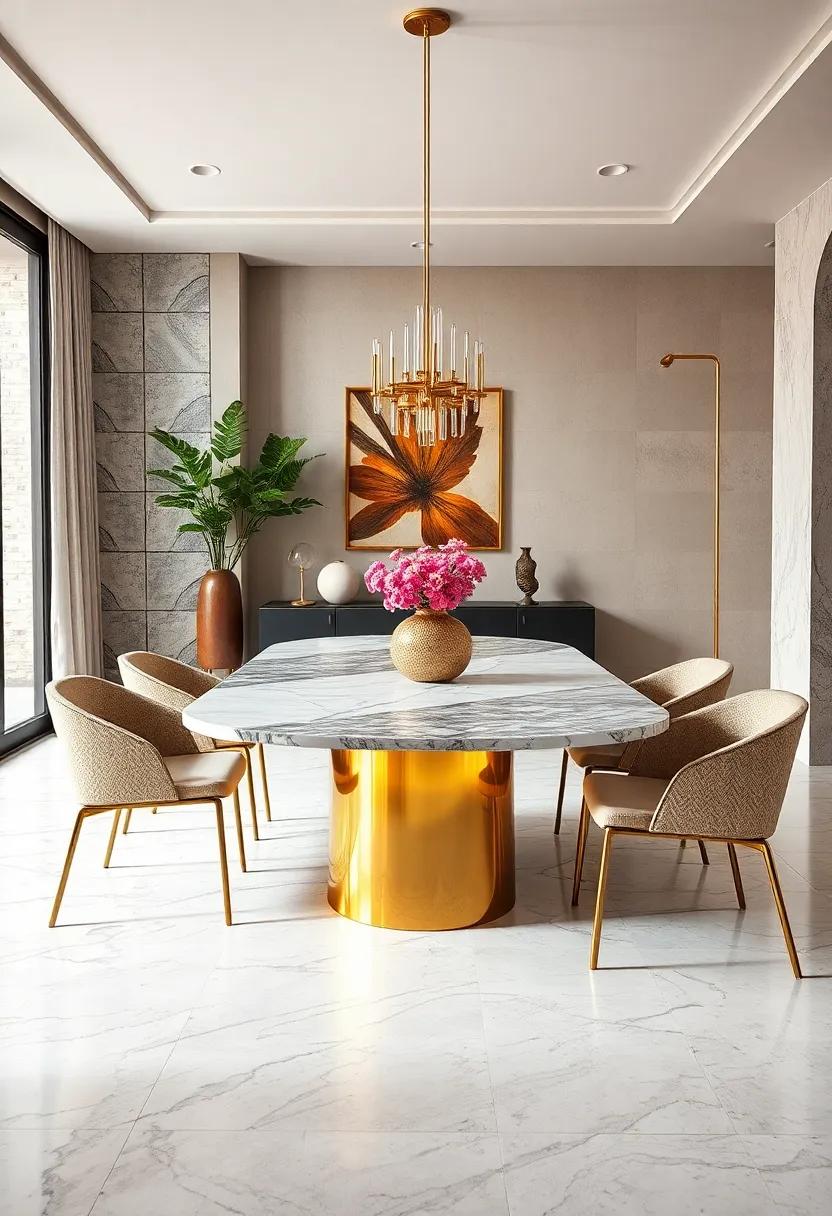 Mixed Materials: ⁤Combine metal ‍and⁤ marble by introducing a⁤ gold ⁣metal base for a marble-top dining table