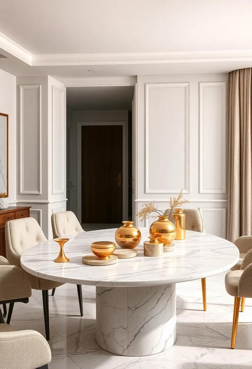 Curated Displays: Organize ‍knickknacks or collectibles⁢ on a marble ⁤table ⁣accented with gold ⁢decor⁢ pieces for a⁤ unique‌ touch