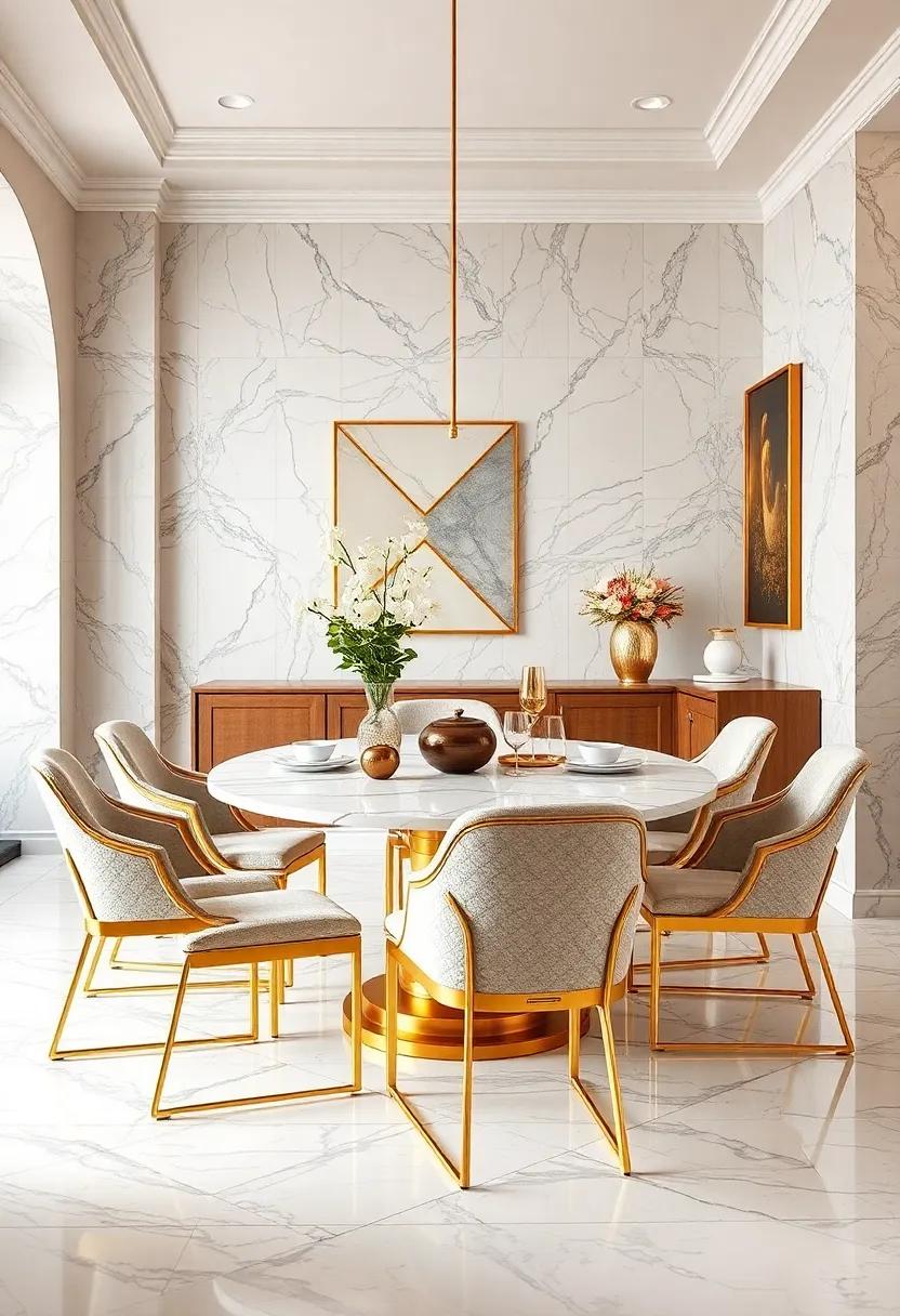 Gold-Trimmed ‌Chairs: Choose dining ⁢chairs with ⁤gold⁤ trim or legs for a chic contrast against a marble table