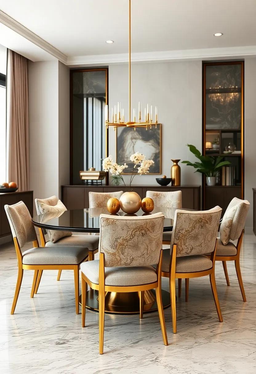Textured Throws: Layer in gold⁣ and ⁣marble-patterned throw pillows on dining chairs for⁢ added comfort ⁢and style