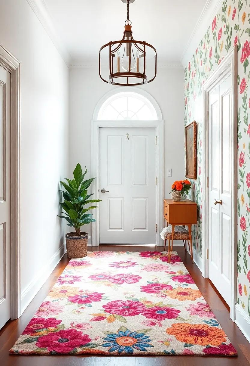 Eclectic Flair:⁣ An array of ‌bright, mismatched floral patterns create ⁢a whimsical entryway,‌ showcasing an ⁣adventurous spirit‌ and love for ⁤variety