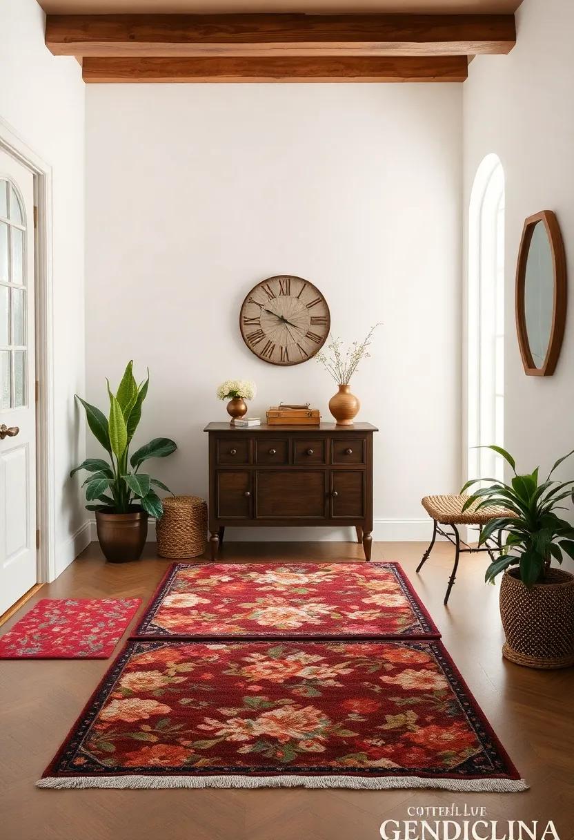 Eclectic ‍Vintage Finds: Mix and match several⁣ floral rugs for an‌ entryway ⁤inspired by ‌global treasures, injecting a dash of personality and⁣ charm ‌into every ‍step