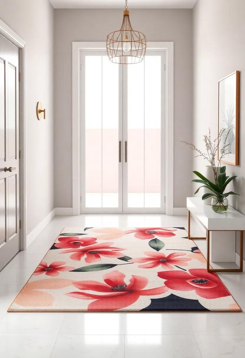 Modern Romantic:⁢ A ​sleek entryway⁤ is ‍softened by ⁣a ⁤contemporary ​floral rug that features abstract floral shapes, ‌combining elegance with ‍current trends