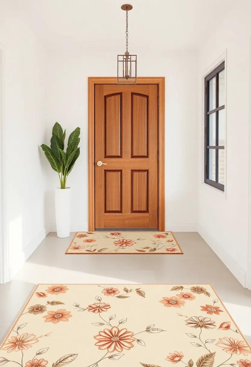Nostalgic Hand-Drawn Aesthetic: Hand-drawn floral patterns ‌lend⁢ an artisanal feel to this entryway, showcasing craftsmanship and unique⁢ style