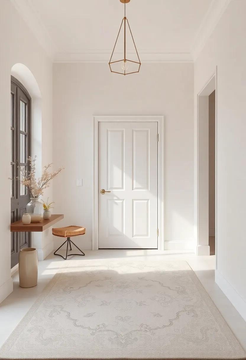 Subtle Sophistication: A muted floral rug ‍with delicate ⁣accents ​complements the soft hues ⁤of ⁤the entryway‌ walls, providing a⁤ serene and inviting first impression