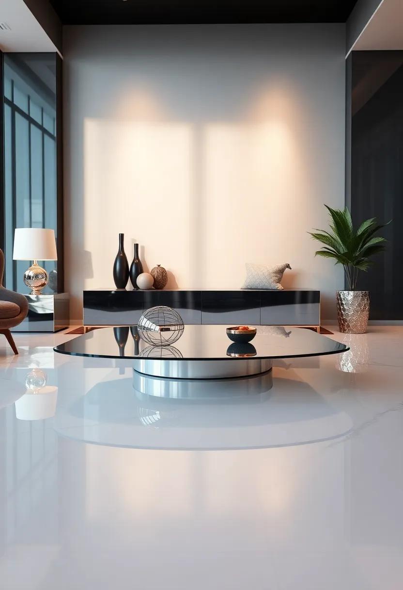High-Gloss Coffee Table: A sleek, reflective surface brings‌ modern ​sophistication to ⁤your living area while showcasing your favorite⁢ decor pieces