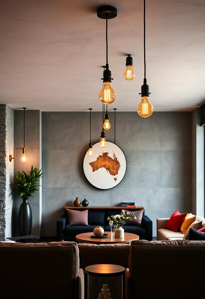 Dramatic Contrast: Edison⁣ Bulbs against Modern Minimalism