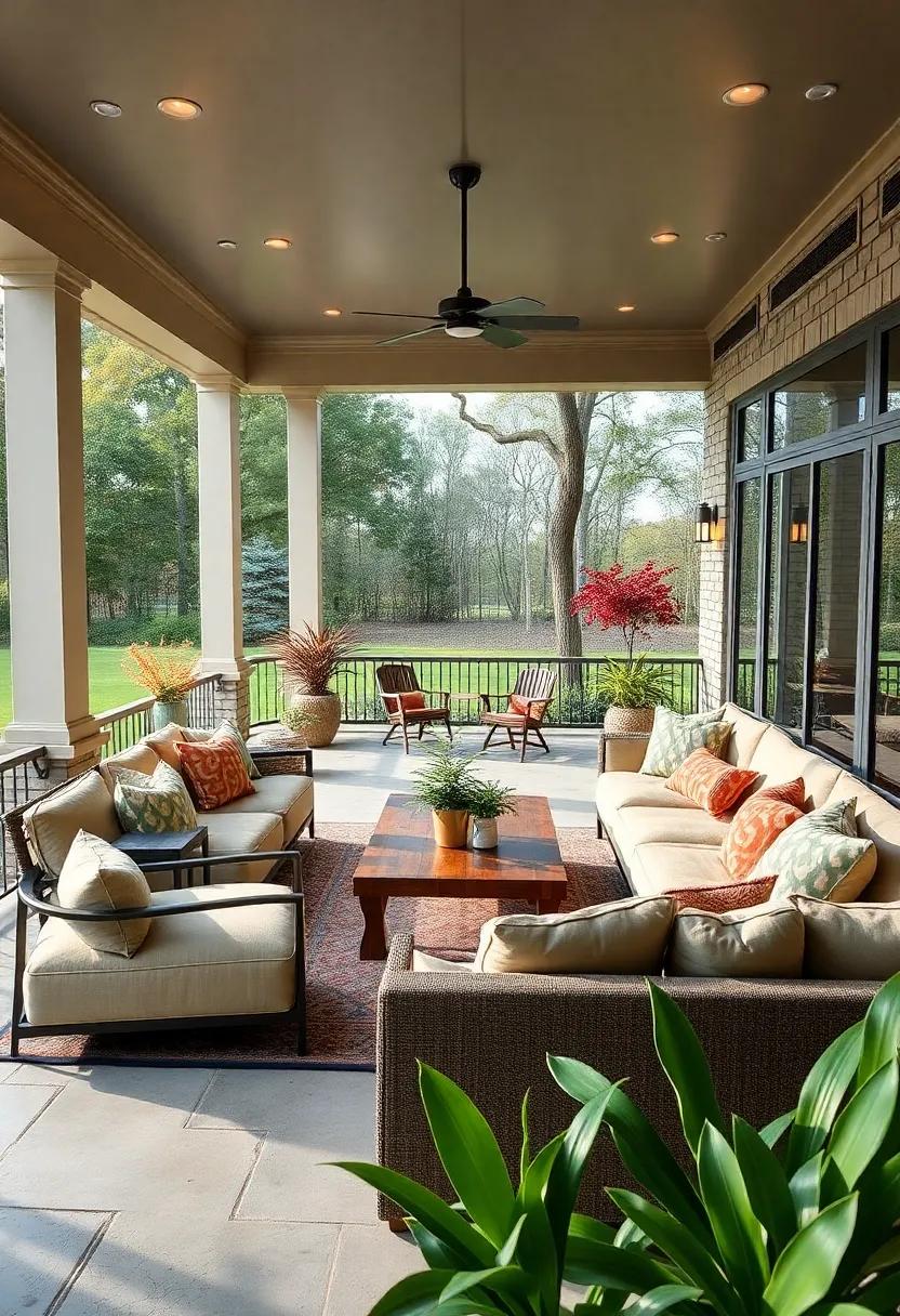 Embrace the ‍open Air: A sprawling layout ⁣with large sectional sofas and a ⁣rustic⁢ coffee table invites relaxation while⁢ ensuring⁤ unobstructed⁤ views of nature