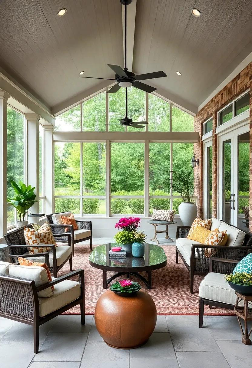 The Elegant Enclosed Retreat: Floor-to-ceiling glass ⁢doors‌ allow ⁢for year-round use, making it a⁢ chic ‌setting for ‍formal dinners or casual brunches