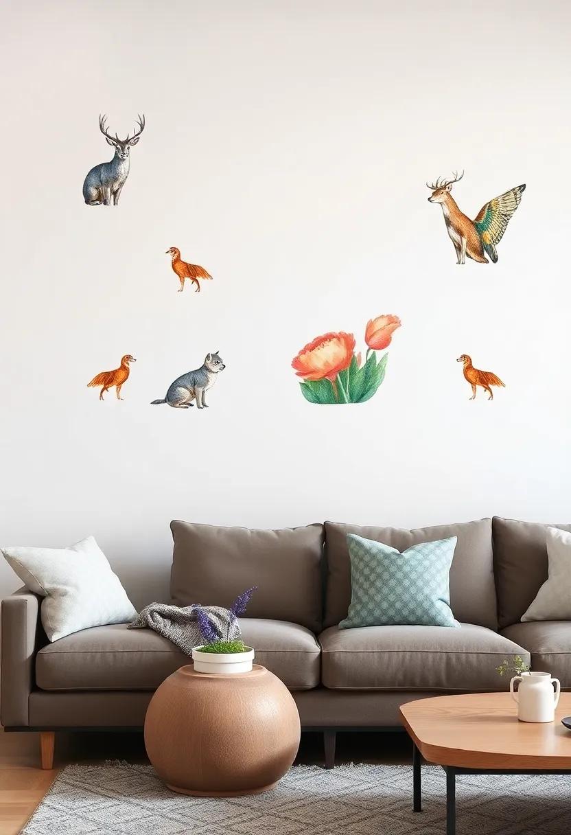 Artistic⁣ Animals: ‍Celebrate the beauty ⁣of‌ wildlife with watercolor ⁤animal decals, bringing ‌a hint of the wild into your living room