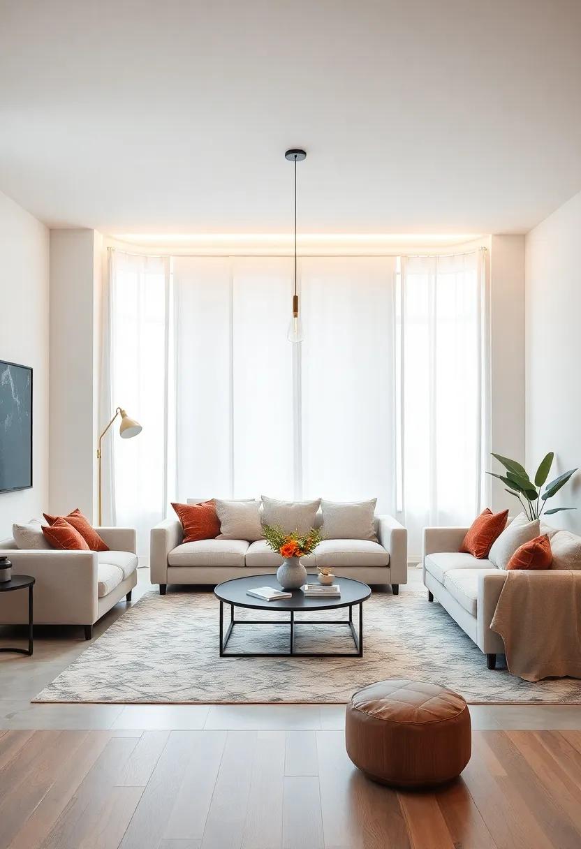 Elegant Minimalism: Embrace a clean and airy ​aesthetic with ⁣white walls, sleek furniture lines, and​ a muted color palette