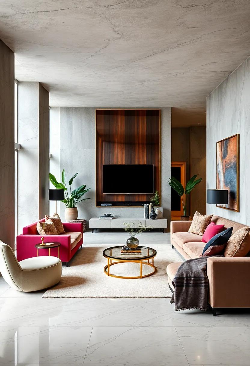 Modern ‌Glam: Opt for bold jewel tones, ⁤mirrored surfaces, and plush ⁣textiles to bring a touch of sophistication ⁣and drama to your living room