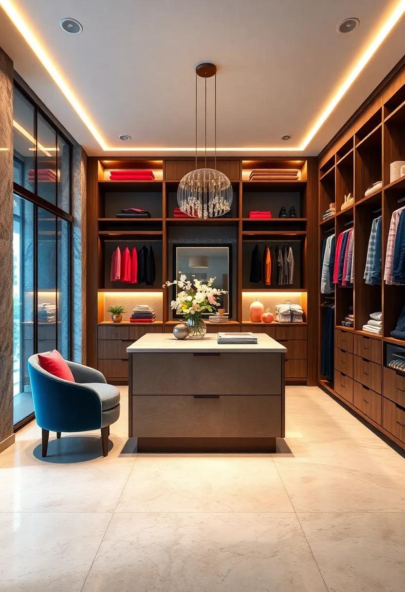 Island⁣ Life: Discover why a center island is a must-have in luxury closets, offering additional storage, a space to fold clothes, and a ‍surface for accessories⁢ and jewelry display