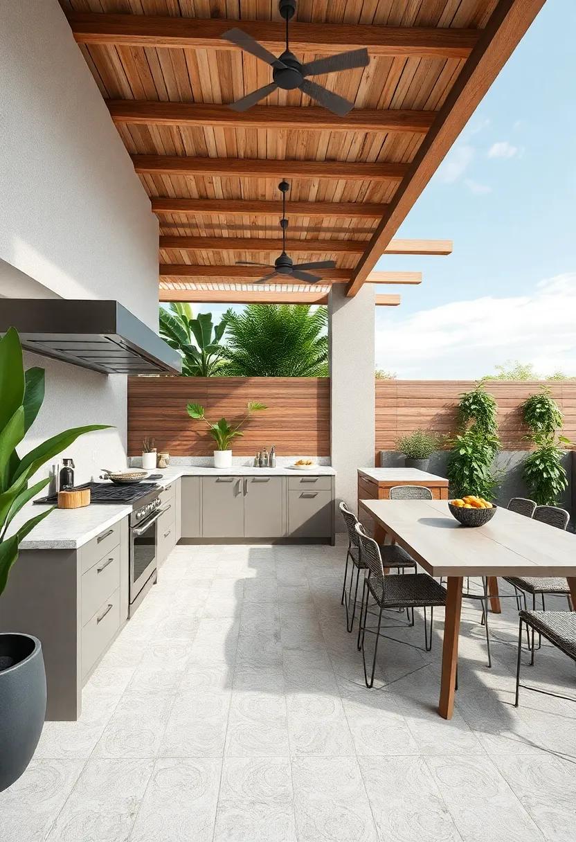 Chef's Haven: Explore an outdoor kitchen ​area graced with non-slip textured ⁢tiles, marrying functionality with style for culinary adventures beneath open skies