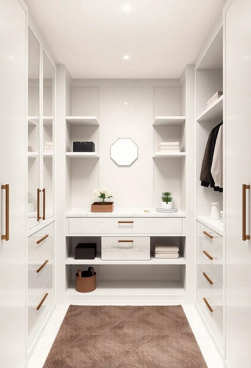 Functional Glam: Combining luxury materials like ‍velvet and⁤ marble with practical storage ‍options elevates this closet⁤ beyond mere functionality