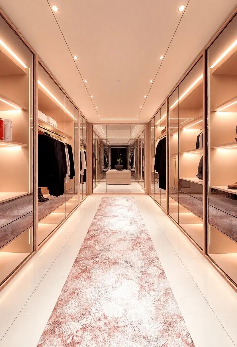 Glam Walkway: With a stunning runner and ambient lighting, the⁣ pathway ​to ⁢your clothing becomes ⁣a walk down the runway, enhancing the ⁢glamorous experience