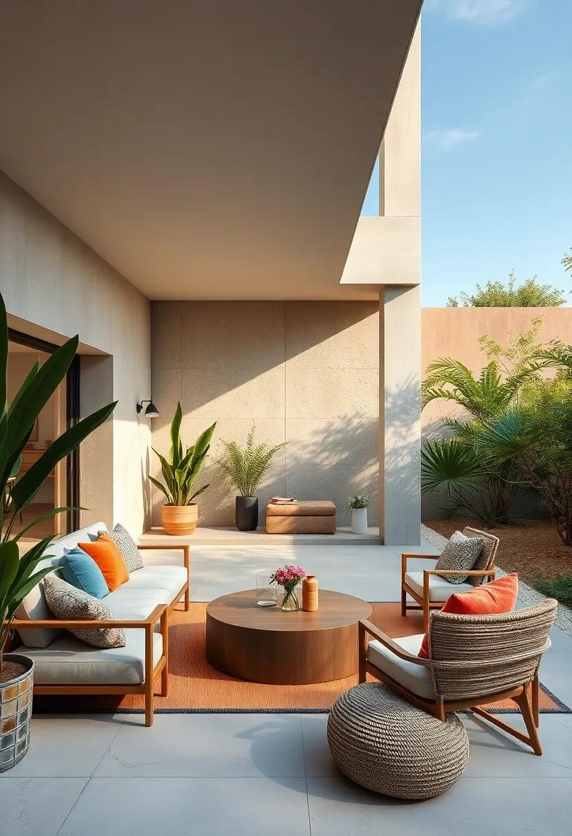 Nature’s Palette: An⁤ outdoor area ​designed around natural ‍colors and​ materials, showcasing seamless integration of⁣ furniture and landscape